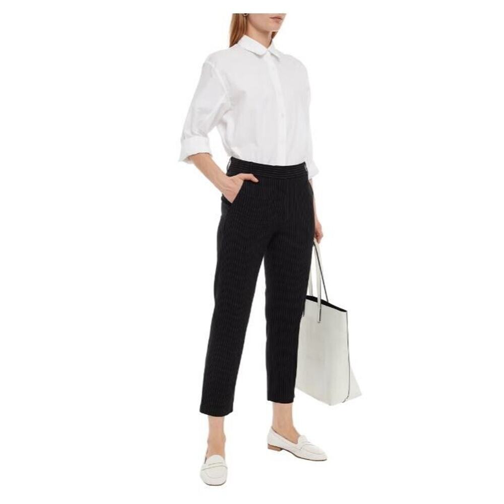 Velvet By Graham & Spencer Brittany Crop Pinstriped Stretch‎ Twill Straight Leg